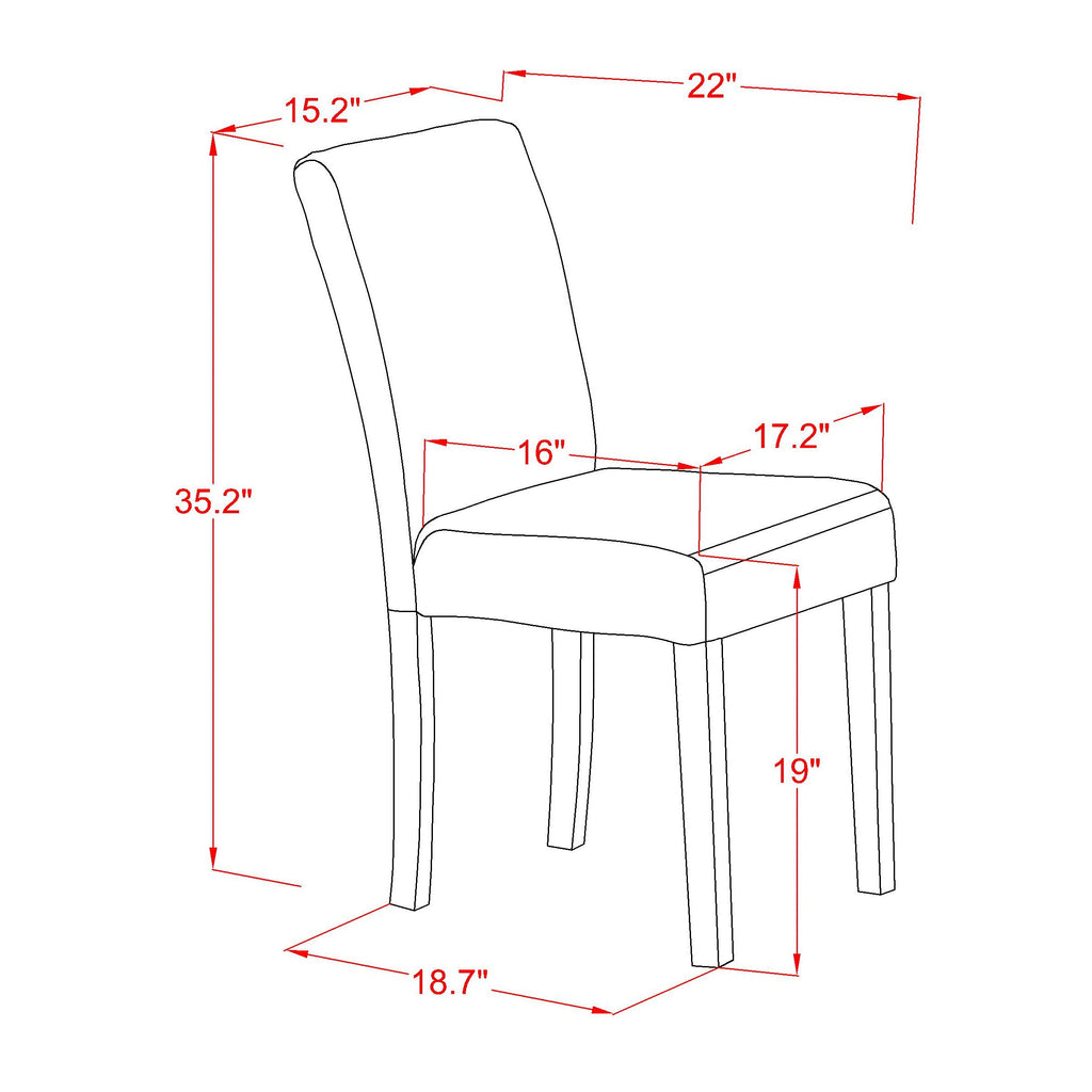 East West Furniture ANAB3-MAH-72 3 Piece Dinette Set for Small Spaces Contains a Round Kitchen Table with Pedestal and 2 Firebrick Red Faux Leather Parsons Chairs, 36x36 Inch, Mahogany