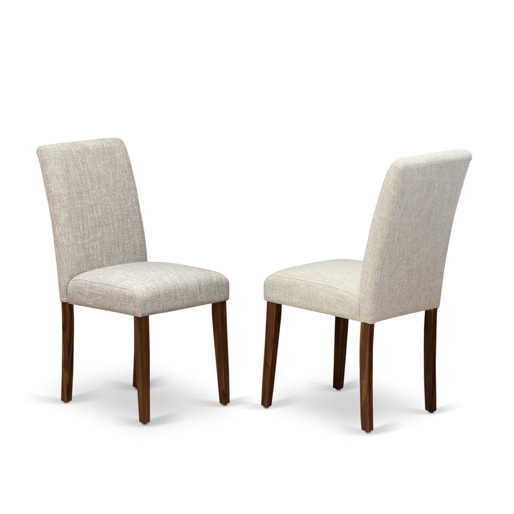 East West Furniture ABPNT35 Abbott Classic Parson Chairs - Doeskin Linen Fabric Padded Dining Chairs, Set of 2, Natural