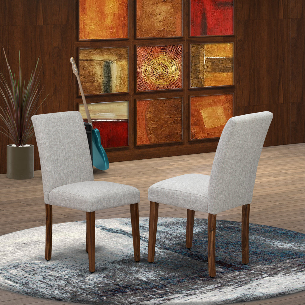 East West Furniture ABPNT35 Abbott Classic Parson Chairs - Doeskin Linen Fabric Padded Dining Chairs, Set of 2, Natural