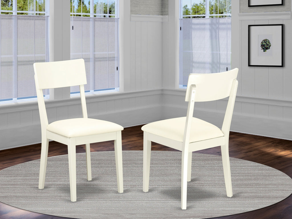 East West Furniture ADC-LWH-LC Andi Dining Chairs - Faux Leather Upholstered Dinette Chairs, Set of 2, Linen White