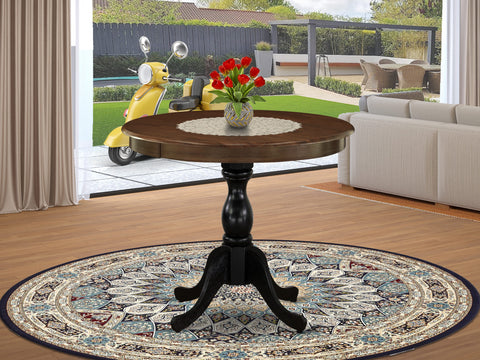 East West Furniture AMT-ABL-TP Antique Kitchen Dining Table - a Round Wooden Table Top with Pedestal Base, 36x36 Inch, Multi-Color
