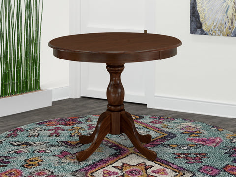 East West Furniture AMT-MAH-TP Antique Dining Room Table - a Round kitchen Table Top with Pedestal Base, 36x36 Inch, Mahogany