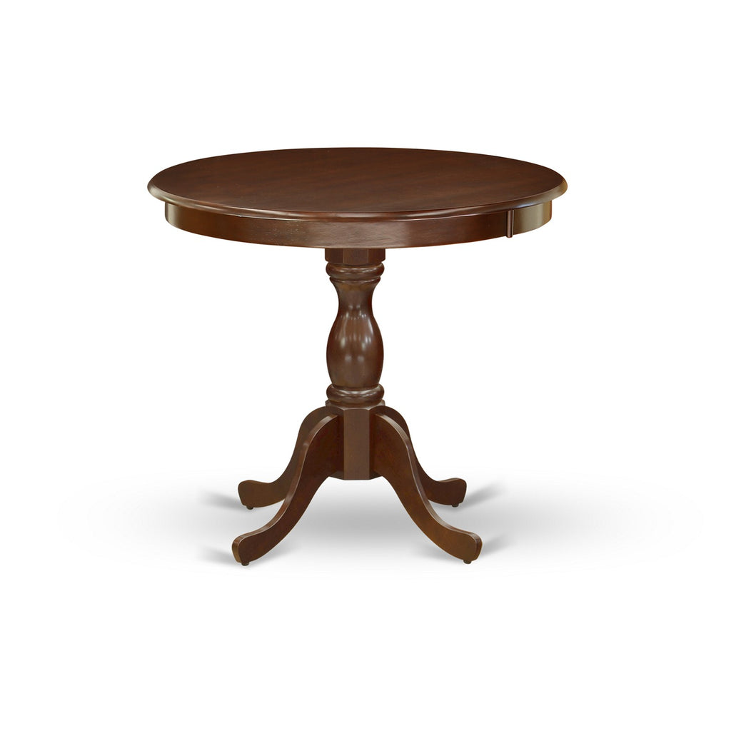 East West Furniture AMDL3-MAH-W 3 Piece Kitchen Table Set for Small Spaces Contains a Round Dining Table with Pedestal and 2 Dining Room Chairs, 36x36 Inch, Mahogany