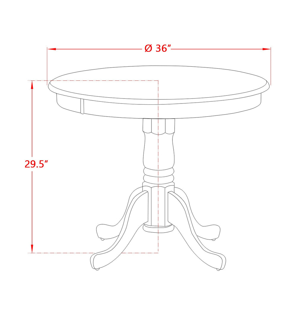 East West Furniture AMAB3-OAK-04 3 Piece Dining Set Contains a Round Kitchen Table with Pedestal and 2 Light Tan Linen Fabric Parson Dining Room Chairs, 36x36 Inch, Oak