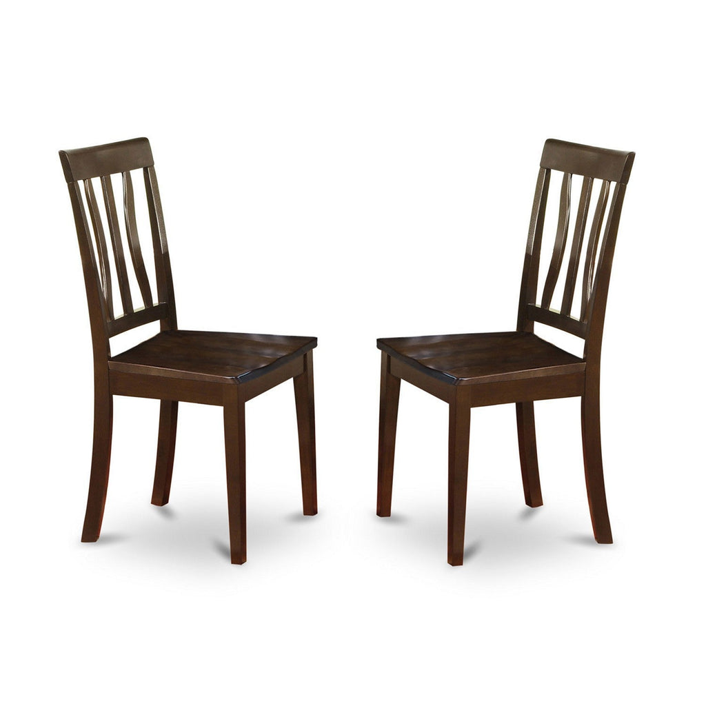 East West Furniture HLAN3-CAP-W 3 Piece Dining Room Furniture Set Contains a Round Kitchen Table with Pedestal and 2 Dining Chairs, 42x42 Inch, Cappuccino