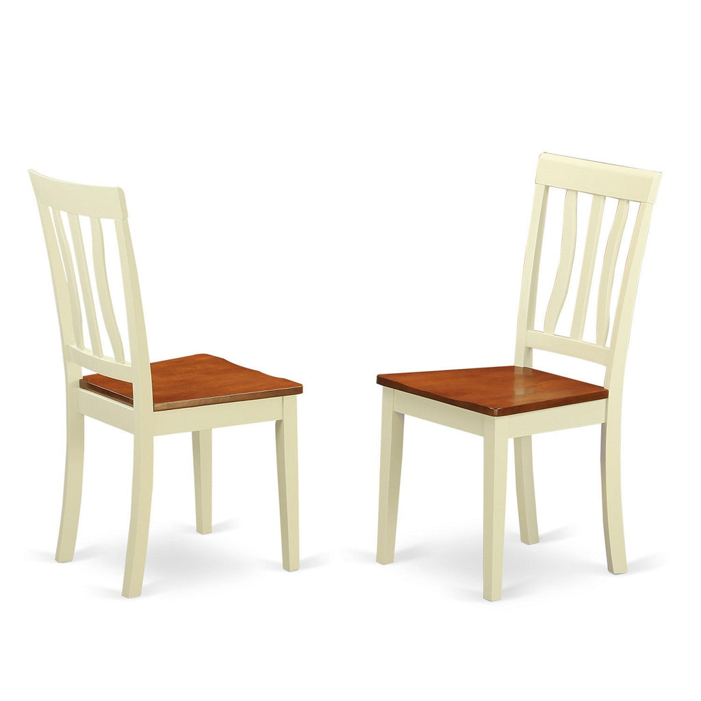 East West Furniture NIAN7-WHI-W 7 Piece Kitchen Table & Chairs Set Consist of a Rectangle Dining Table with Butterfly Leaf and 6 Dining Room Chairs, 36x66 Inch, Buttermilk & Cherry