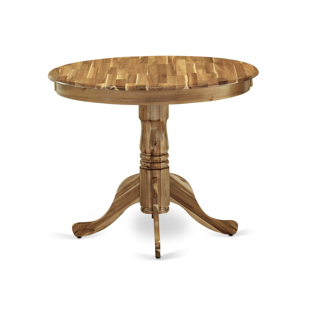 East West Furniture ANT-ANA-TP Antique Dining Room Table - a Round kitchen Table Top with Pedestal Base, 36x36 Inch, Natural