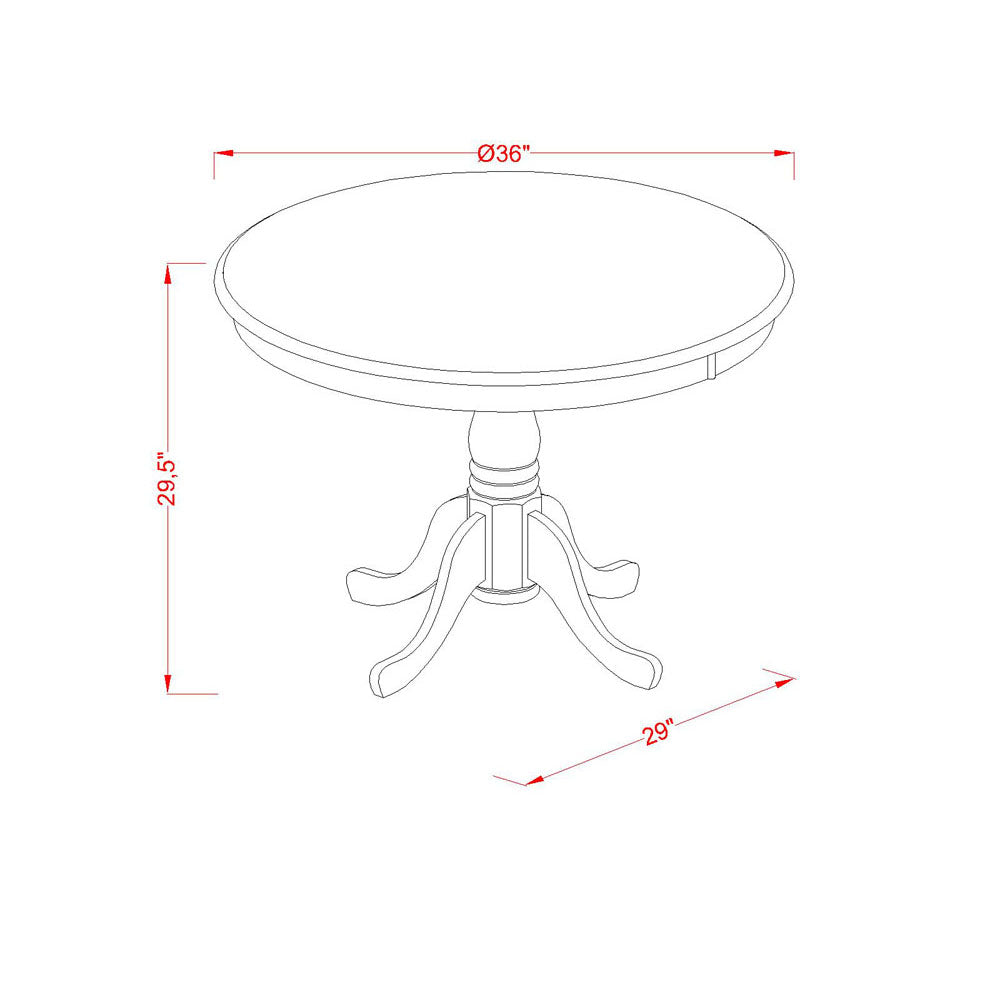 East West Furniture ANLG5-BCH-W 5 Piece Modern Dining Table Set Includes a Round Kitchen Table with Pedestal and 4 Kitchen Dining Chairs, 36x36 Inch, Black & Cherry