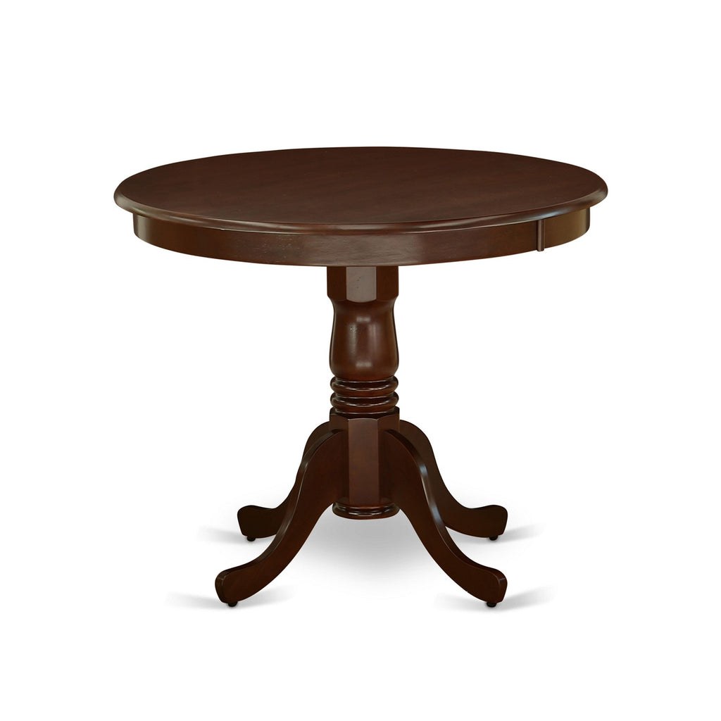 East West Furniture ANT-MAH-TP Antique Dining Room Table - a Round kitchen Table Top with Pedestal Base, 36x36 Inch, Mahogany