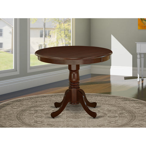 East West Furniture ANT-MAH-TP Antique Dining Room Table - a Round kitchen Table Top with Pedestal Base, 36x36 Inch, Mahogany