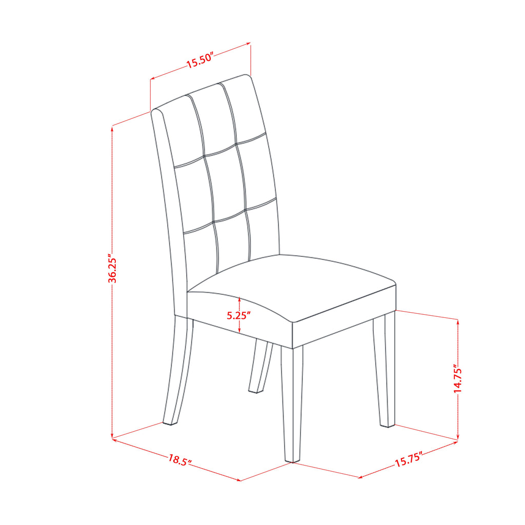 East West Furniture DOAS7-LWH-42 7 Piece Dinette Table Set consists A Dinner Table and 6 Beige Red Faux Leather Parson Dining Chairs with Stylish Back- Linen White Finish