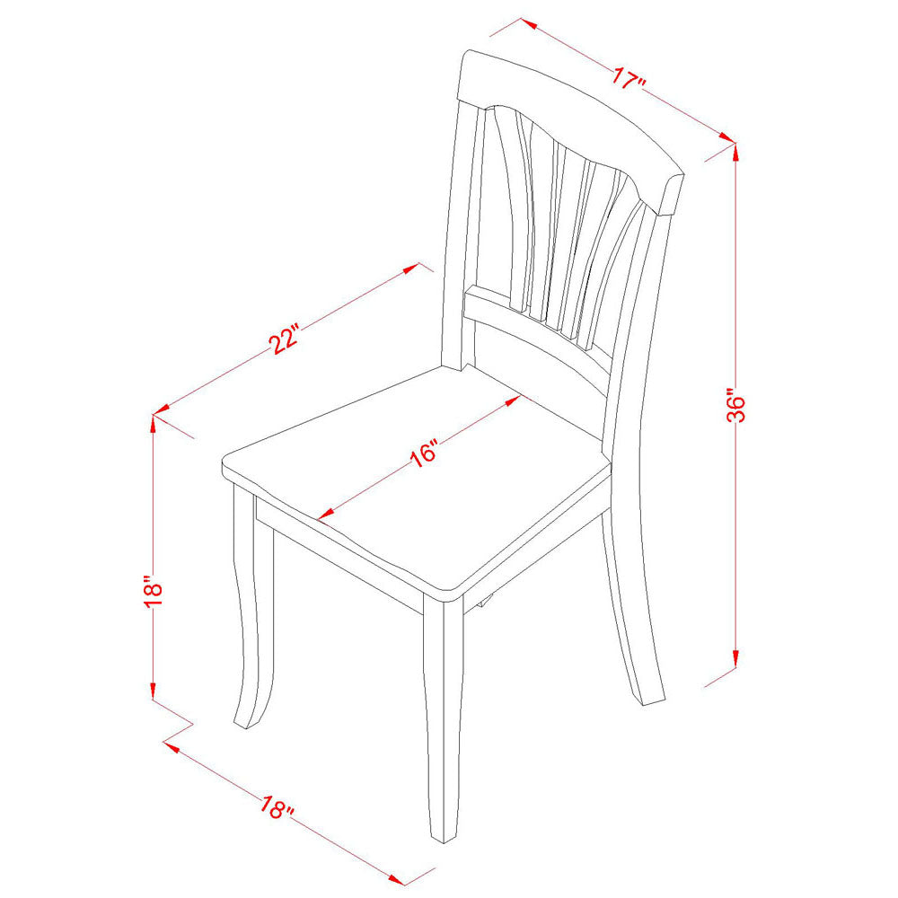 East West Furniture AVC-OAK-W Avon Dining Room Chairs - Slat Back Wood Seat Chairs, Set of 2, Oak