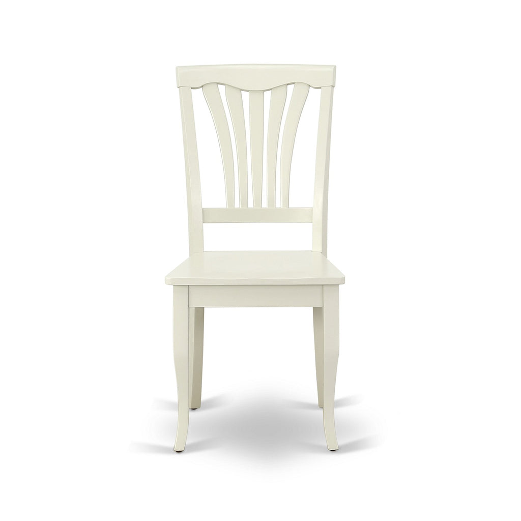 East West Furniture AVC-LWH-W Avon Dining Chairs - Slat Back Solid Wood Seat Chairs, Set of 2, Linen White