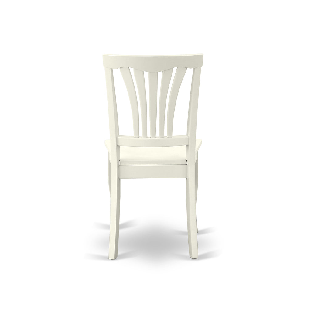 East West Furniture AVC-LWH-W Avon Dining Chairs - Slat Back Solid Wood Seat Chairs, Set of 2, Linen White