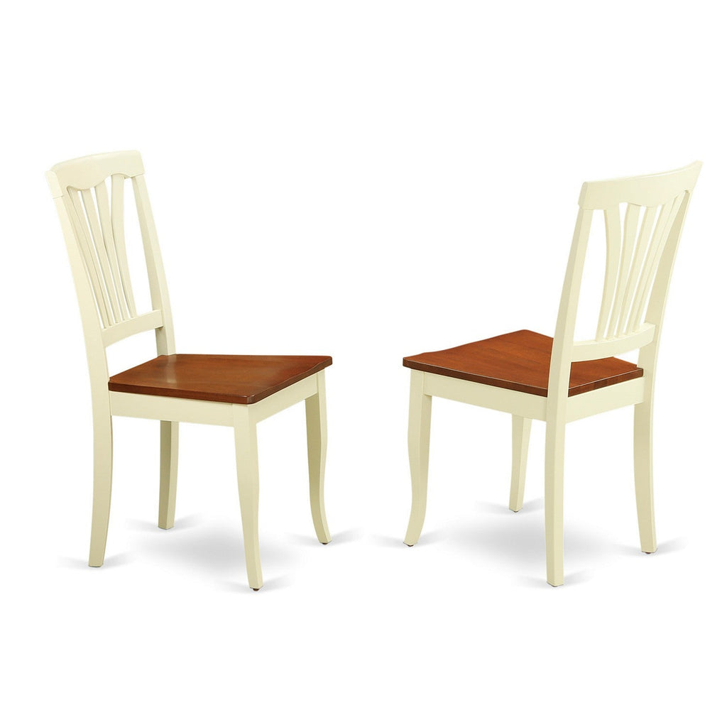 East West Furniture ANAV3-WHI-W 3 Piece Dinette Set for Small Spaces Contains a Round Dining Room Table with Pedestal and 2 Kitchen Dining Chairs, 36x36 Inch, Buttermilk & Cherry