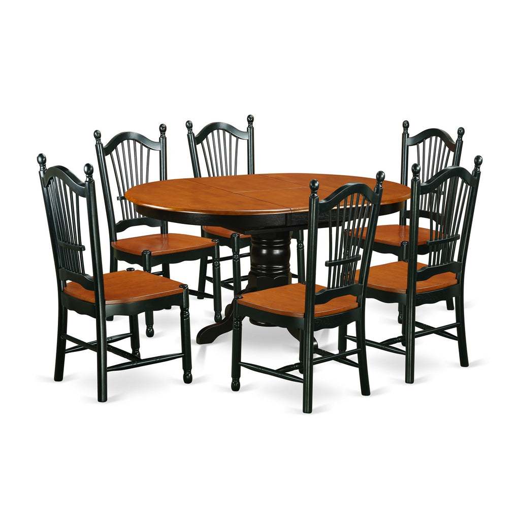 East West Furniture AVDO7-BCH-W 7 Piece Dining Room Table Set Consist of an Oval Kitchen Table with Butterfly Leaf and 6 Dining Chairs, 42x60 Inch, Black & Cherry