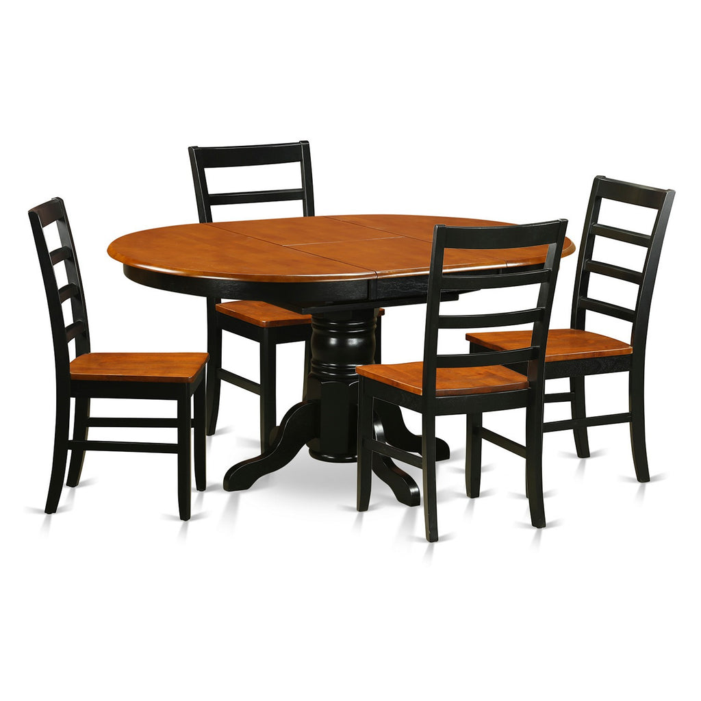 East West Furniture AVPF5-BCH-W 5 Piece Dining Room Furniture Set Includes an Oval Kitchen Table with Butterfly Leaf and 4 Dining Chairs, 42x60 Inch, Black & Cherry