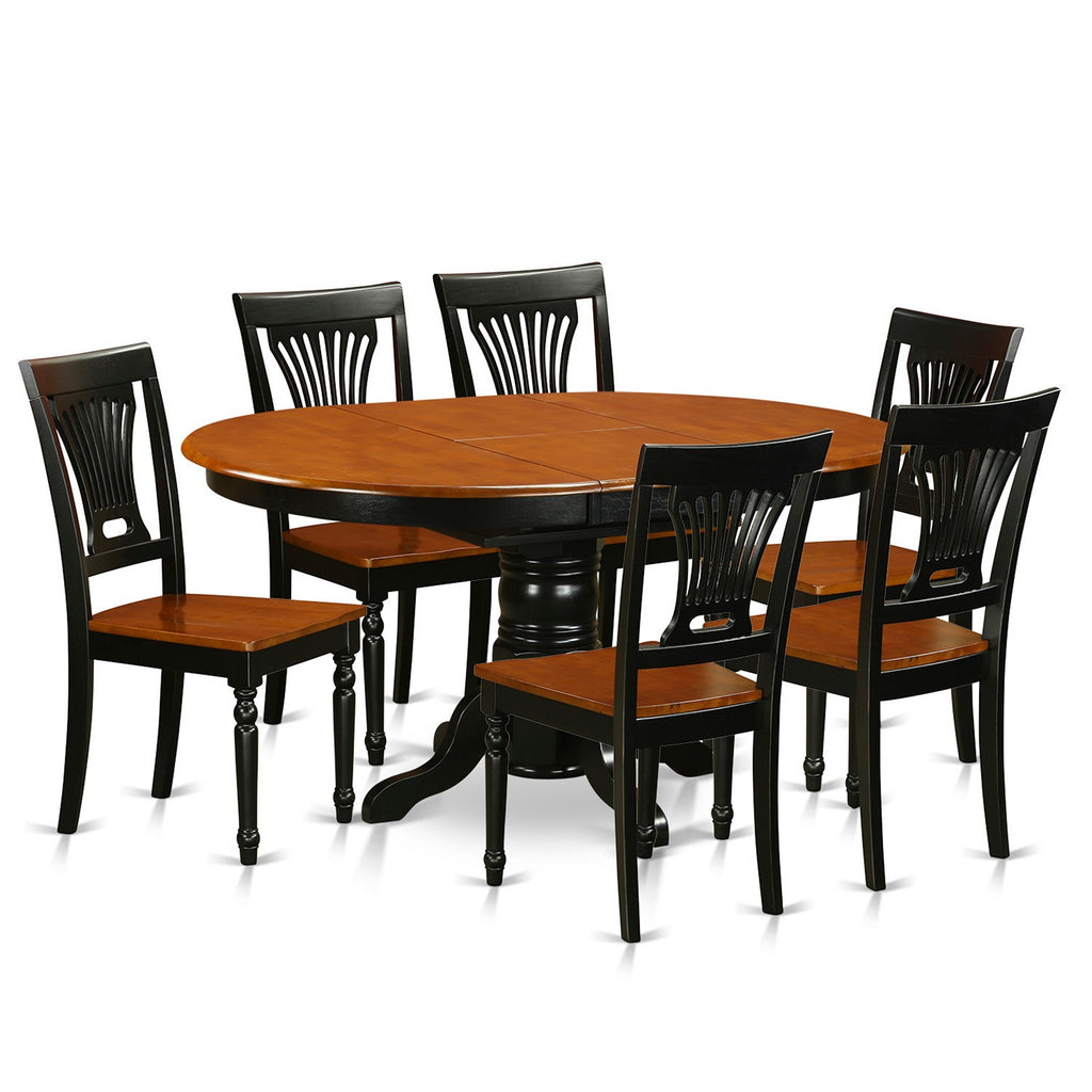 East West Furniture AVPL7-BCH-W 7 Piece Dining Room Furniture Set Consist of an Oval Kitchen Table with Butterfly Leaf and 6 Dining Chairs, 42x60 Inch, Black & Cherry