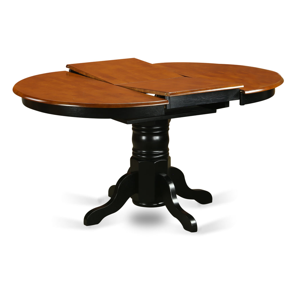East West Furniture AVPL5-BCH-W 5 Piece Kitchen Table Set for 4 Includes an Oval Dining Room Table with Butterfly Leaf and 4 Solid Wood Seat Chairs, 42x60 Inch, Black & Cherry