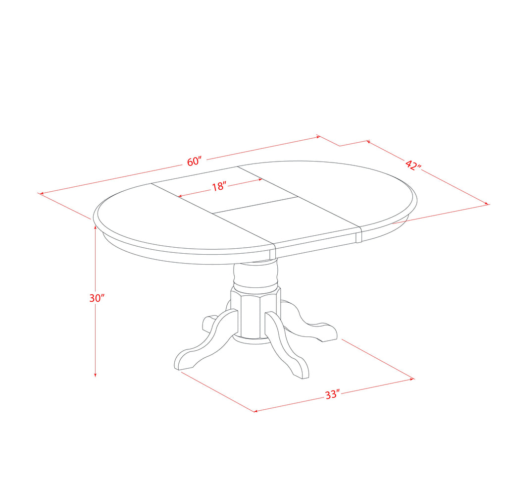 East West Furniture AVDA7-LWH-32 7 Piece Dining Table Set Includes an Oval Kitchen Table with Butterfly Leaf and 6 Upholstered Chairs, 42x60 Inch, linen white