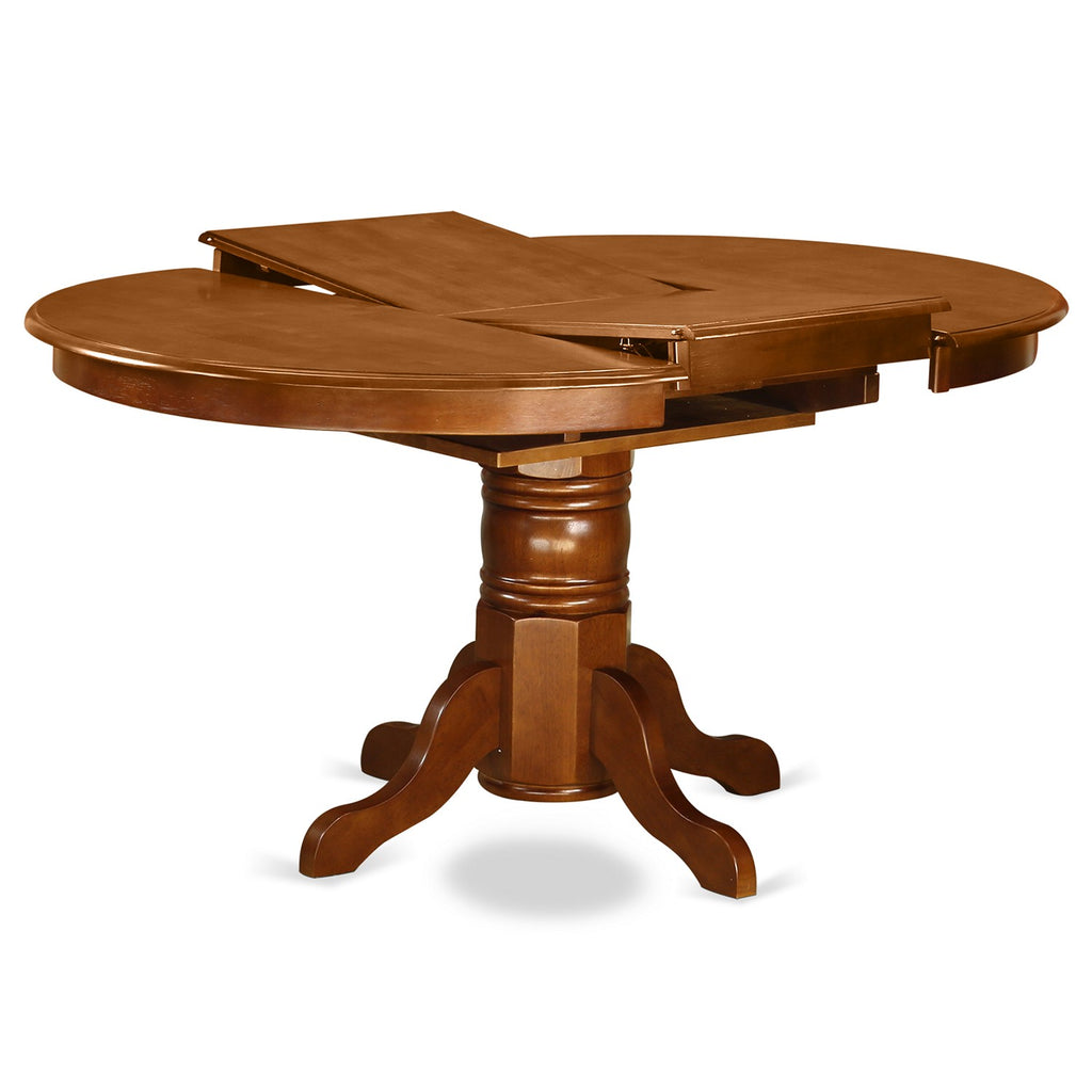 East West Furniture AVT-SBR-TP Avon Kitchen Dining Table - an Oval Wooden Table Top with Butterfly Leaf & Pedestal Base, 42x60 Inch, Saddle Brown