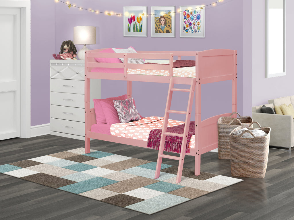Albury Twin Bunk Bed in Pink Finish
