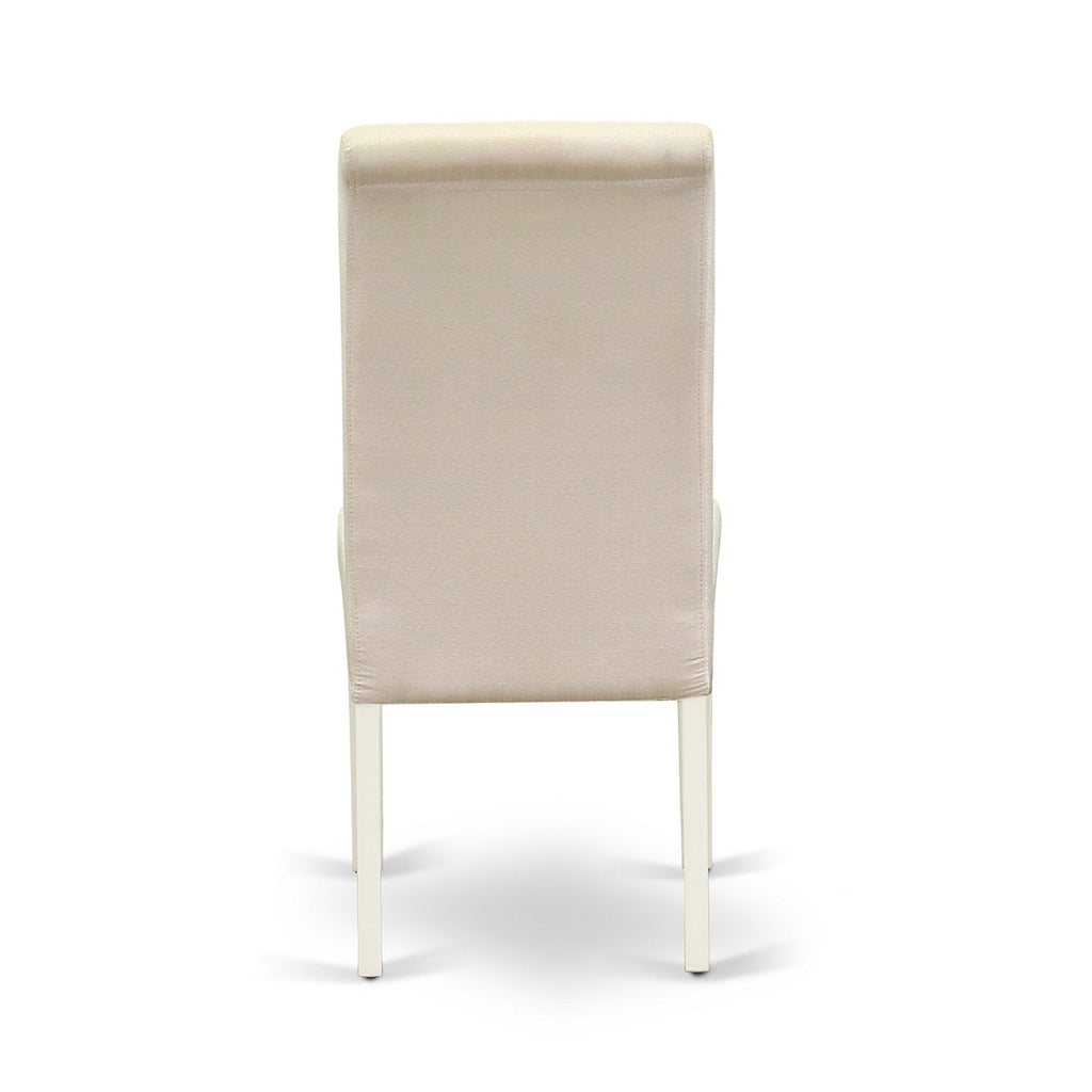 East West Furniture BAP2T01 Barry Parson Dining Room Chairs - Cream Linen Fabric Upholstered Chairs, Set of 2, Linen White