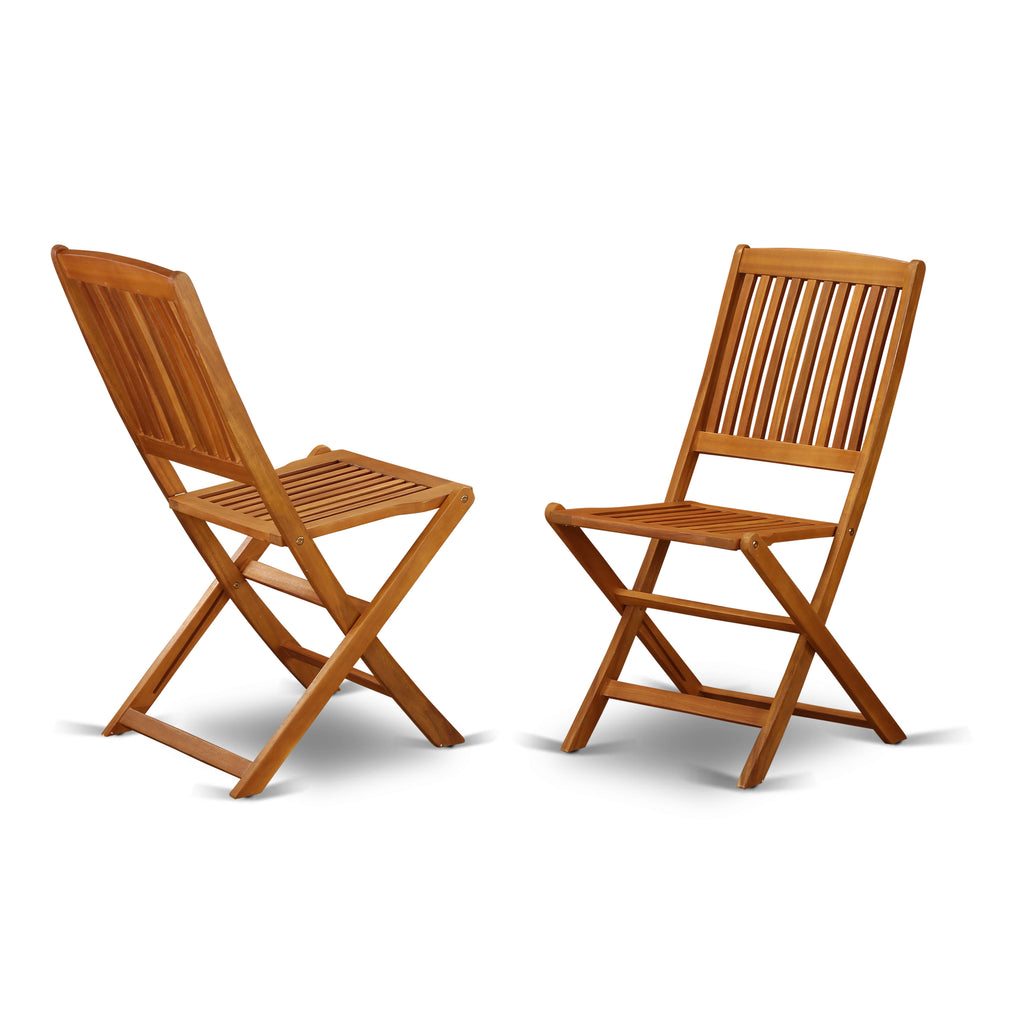 East West Furniture BCMCWNA Cameron Foldable Patio Dining Chairs - Acacia Wood, Set of 2, Natural Oil