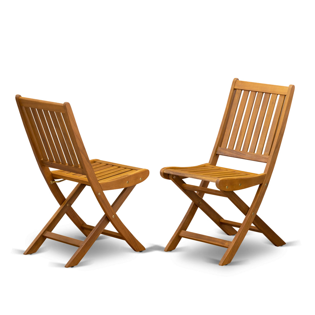 East West Furniture BDKCWNA Dickinson Foldable Patio Dining Chairs - Acacia Wood, Set of 2, Natural Oil