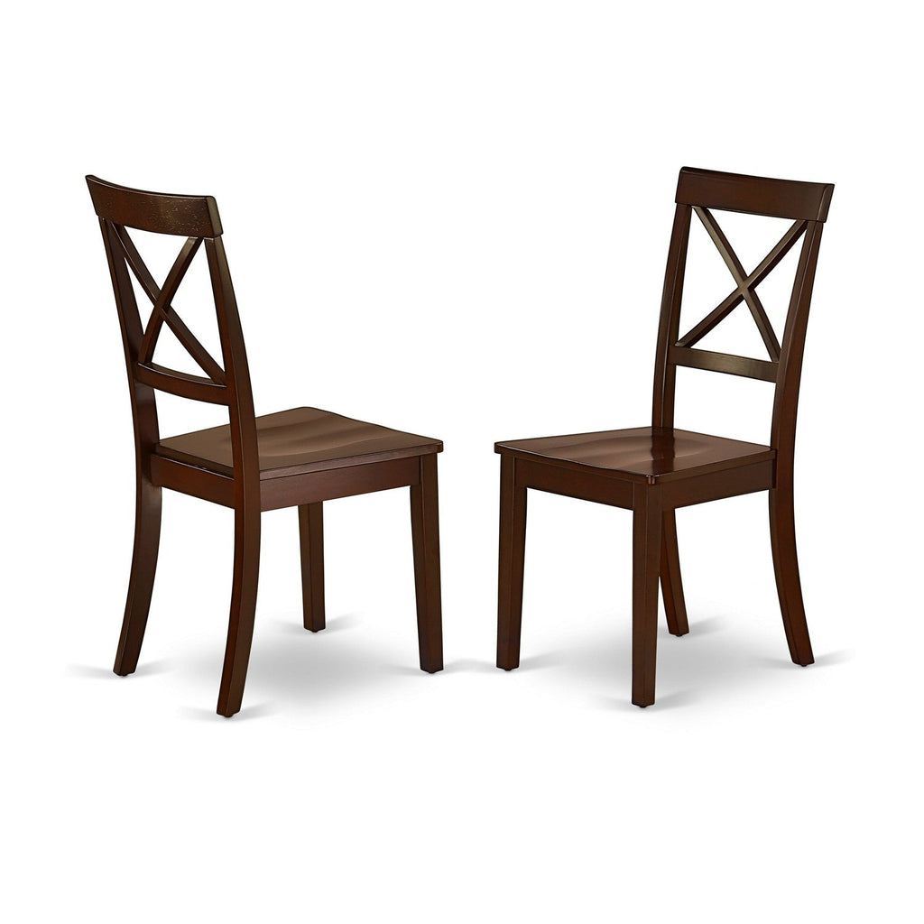 East West Furniture MLBO5-MAH-W 5 Piece Dining Set Includes a Rectangle Dining Room Table with Butterfly Leaf and 4 Wood Seat Chairs, 36x54 Inch, Mahogany