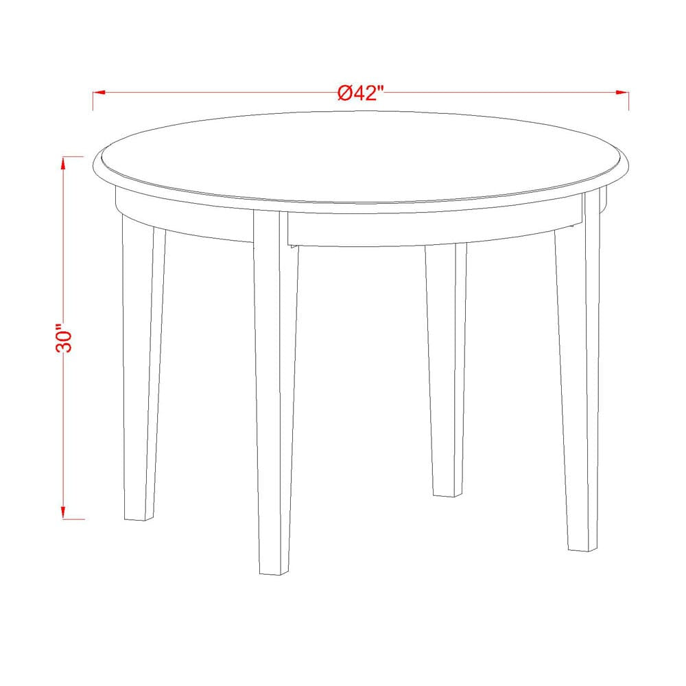 East West Furniture BODA5-WHI-13 5 Piece Dining Set Contains a Round Kitchen Table and 4 Upholstered Parson Chairs, 42x42 Inch, linen white