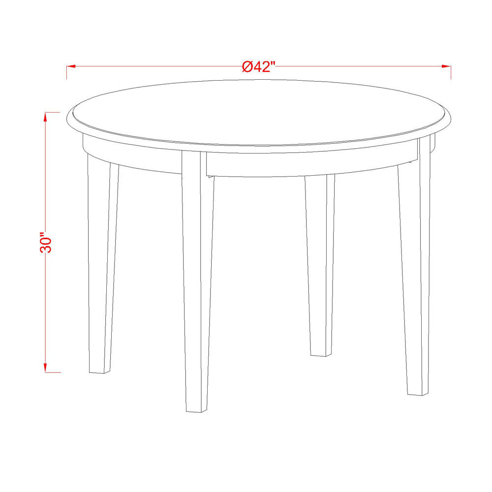 East West Furniture BOGR3-WHI-W 3 Piece Dining Table Set for Small Spaces Contains a Round Kitchen Table and 2 Dining Chairs, 42x42 Inch, Linen White