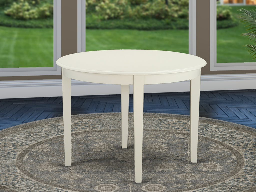 East West Furniture BOT-WHI-T Boston Round Kitchen Dining Table for Small Spaces, 42x42 Inch, Linen White