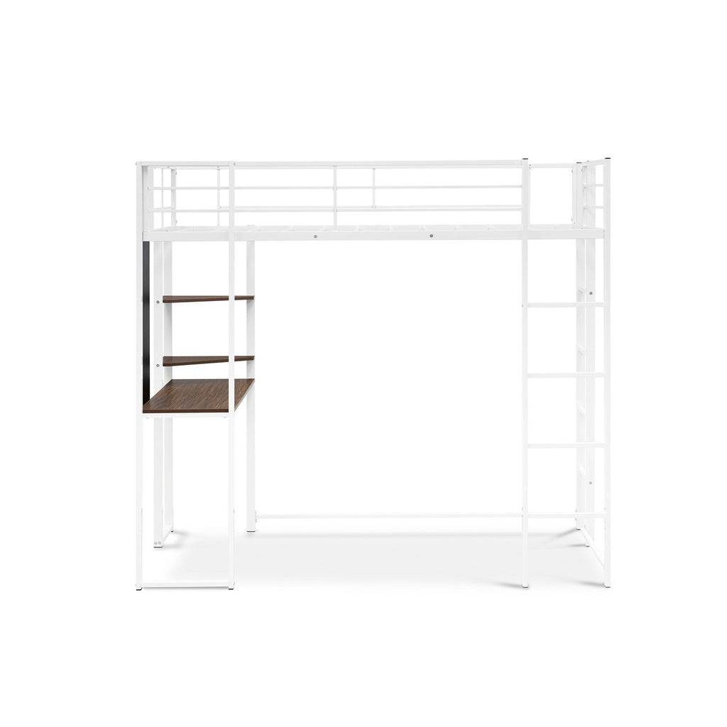BUTLWHI Buckland Twin Loft Bed in powder coating white color