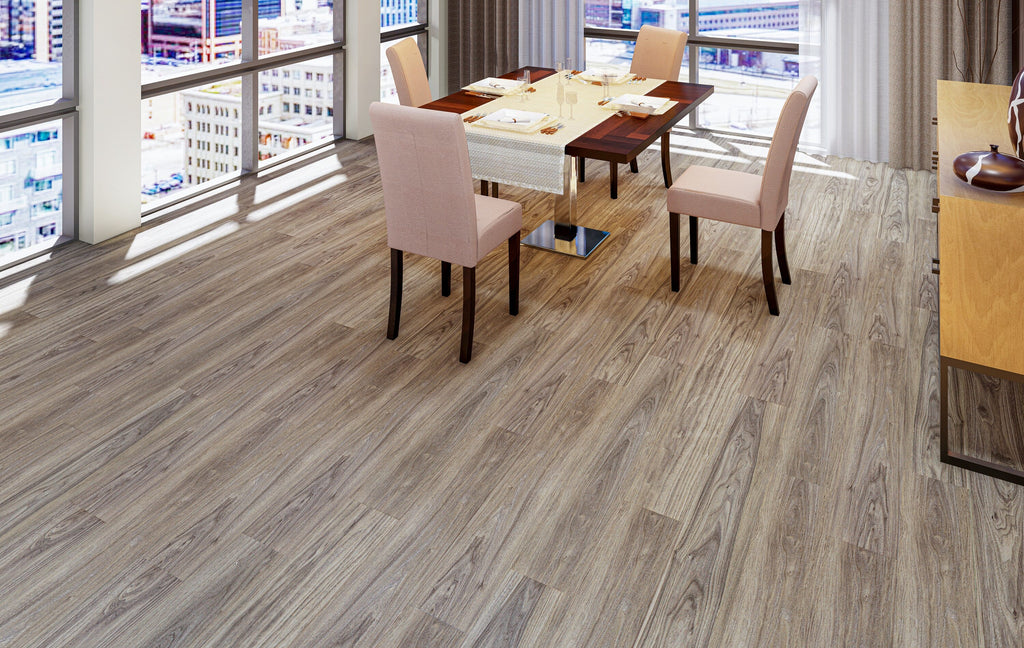 East West Furniture CA-47EC13 Capitola SPC Vinyl Flooring - 4mm x 7 in x 48 in with 20mil Wear Layer and I4F Click Locking EVA Backing Floor Planks, 30 sqft/Case, Dark Onyx