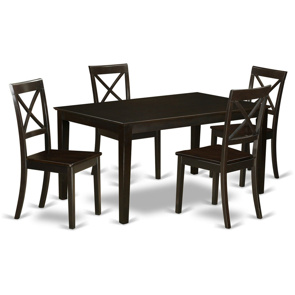 East West Furniture CAB5S-CAP-W 5 Piece Dining Set Includes a Rectangle Dinner Table and 4 Kitchen Dining Chairs, 36x60 Inch, Cappuccino