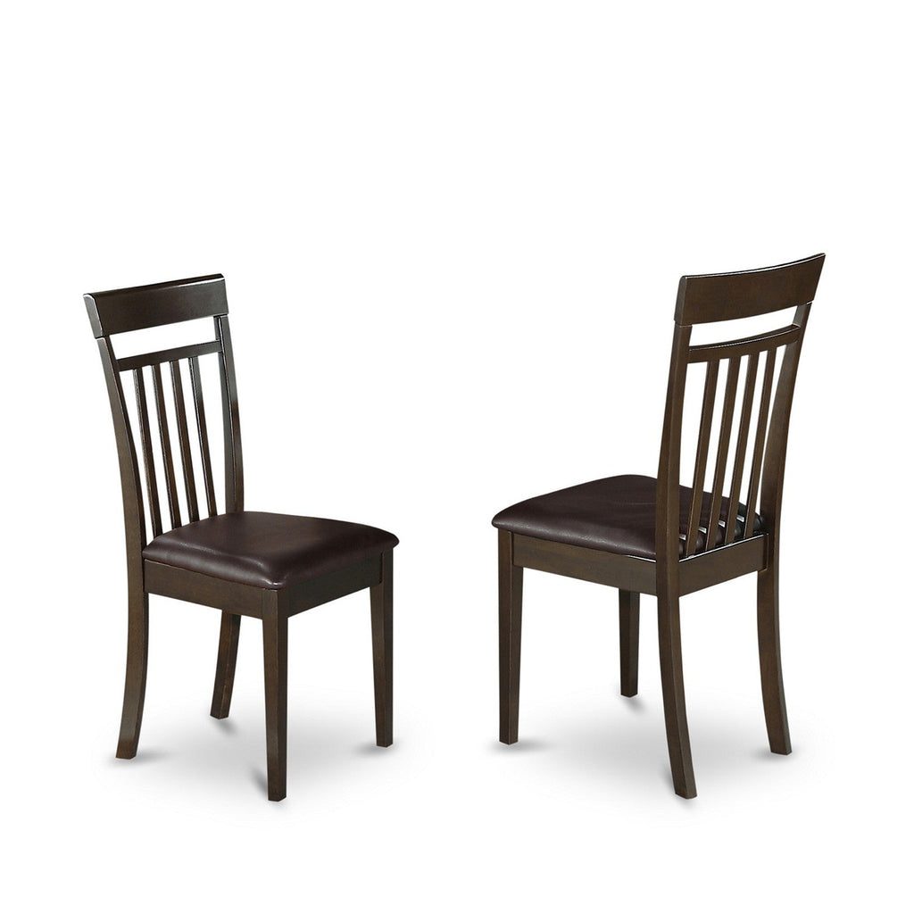 East West Furniture CAC-CAP-LC Capri Kitchen Dining Chairs - Faux Leather Upholstered Wooden Chairs, Set of 2, Cappuccino