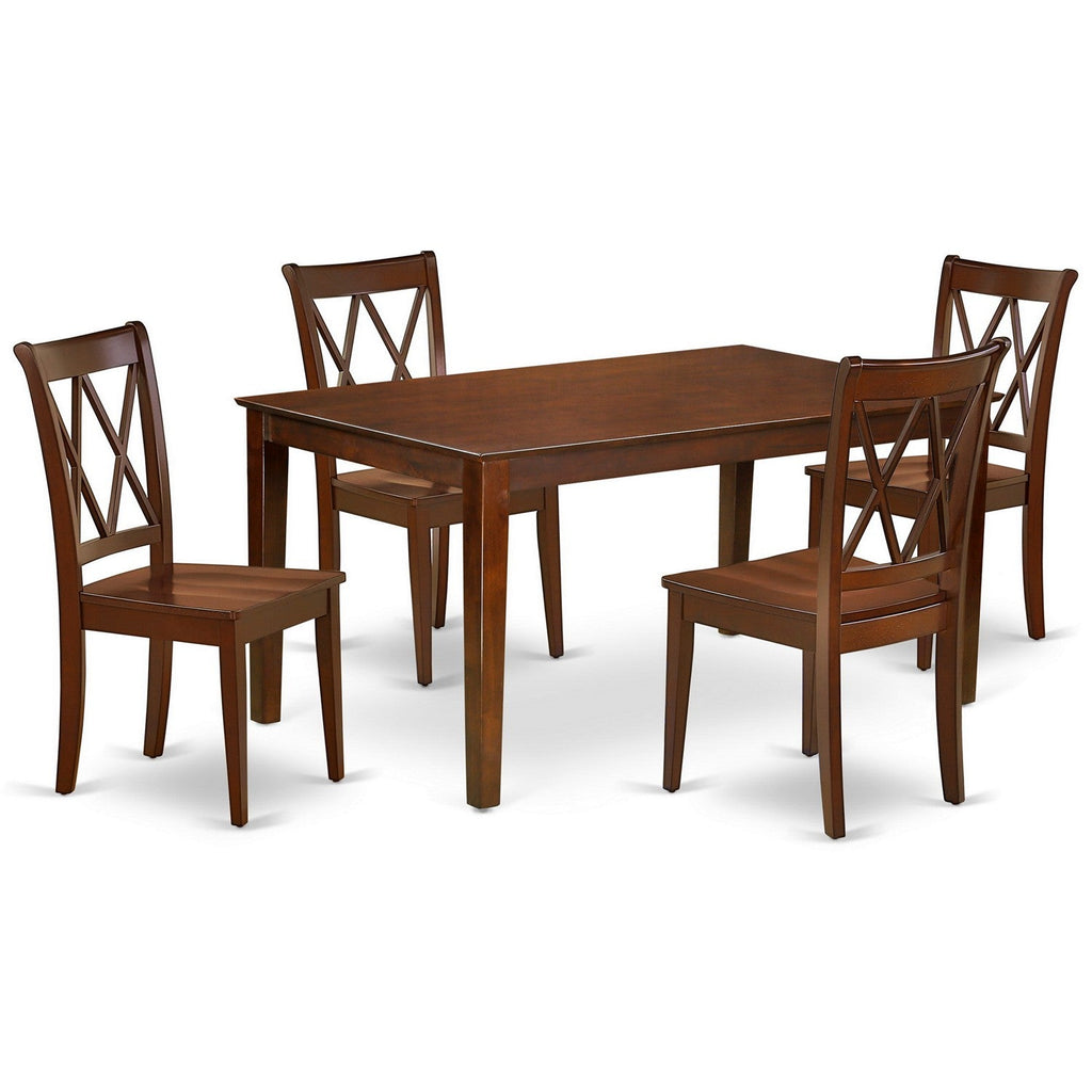 East West Furniture CACL5-MAH-W 5 Piece Kitchen Table Set for 4 Includes a Rectangle Dining Room Table and 4 Dining Chairs, 36x60 Inch, Mahogany