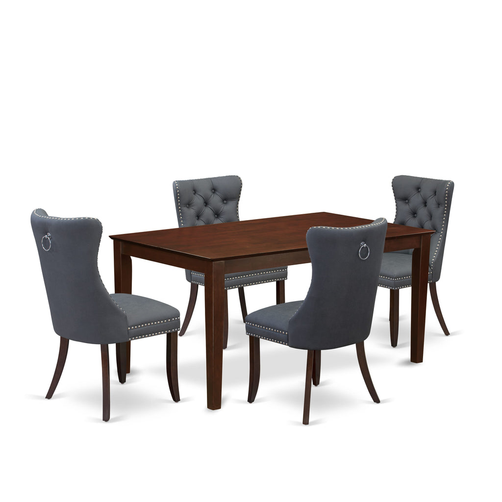 East West Furniture CADA5-MAH-13 5 Piece Kitchen Table Set Contains a Rectangle Modern Dining Table and 4 Upholstered Parson Chairs, 36x60 Inch, Mahogany