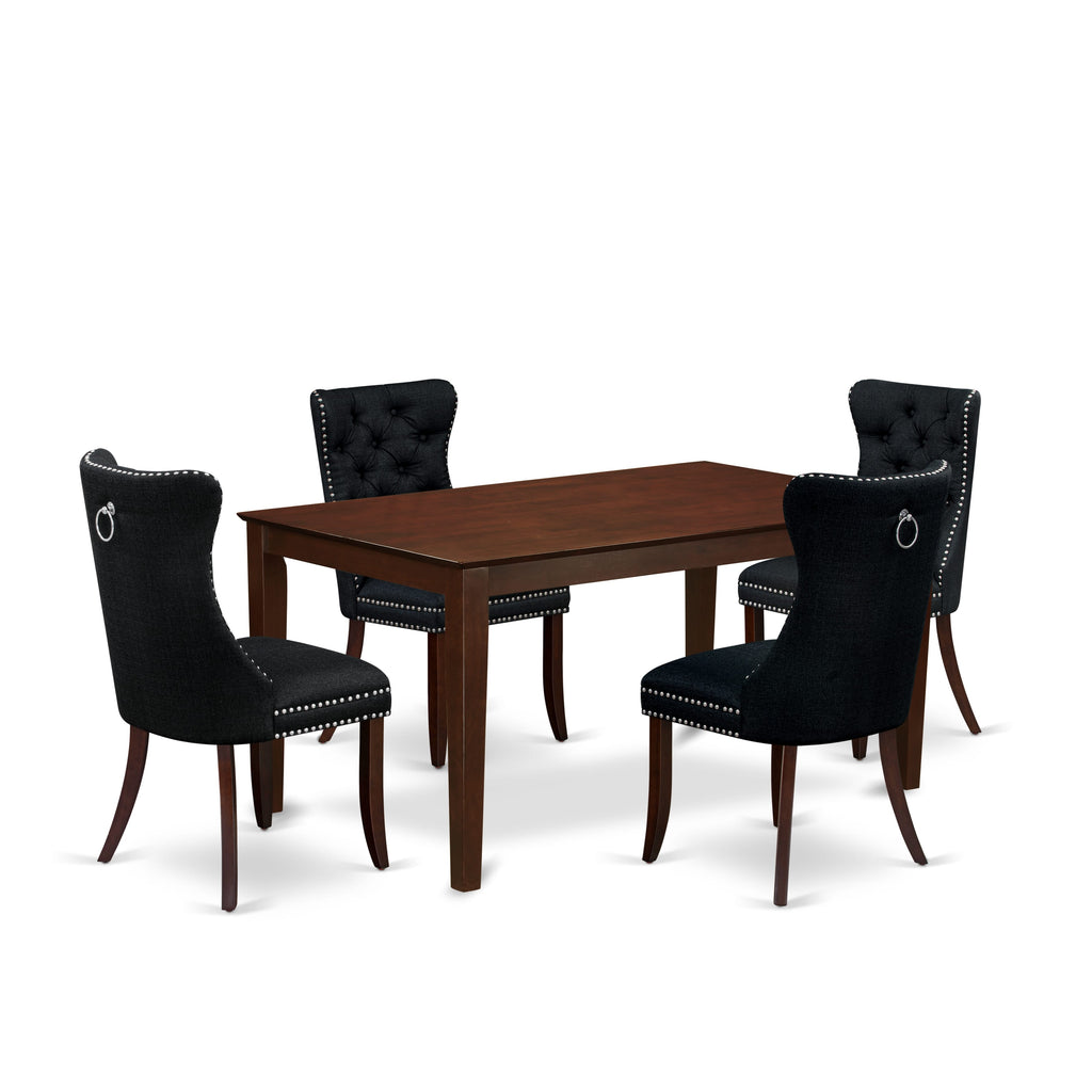 East West Furniture CADA5-MAH-24 5 Piece Kitchen Table Set Includes a Rectangle Dining Table and 4 Padded Parson Chairs, 36x60 Inch, Mahogany