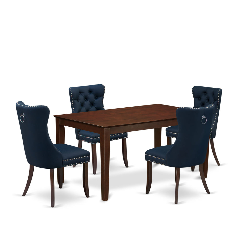 East West Furniture CADA5-MAH-29 5 Piece Dining Room Table Set Consists of a Rectangle Kitchen Table and 4 Upholstered Parson Chairs, 36x60 Inch, Mahogany