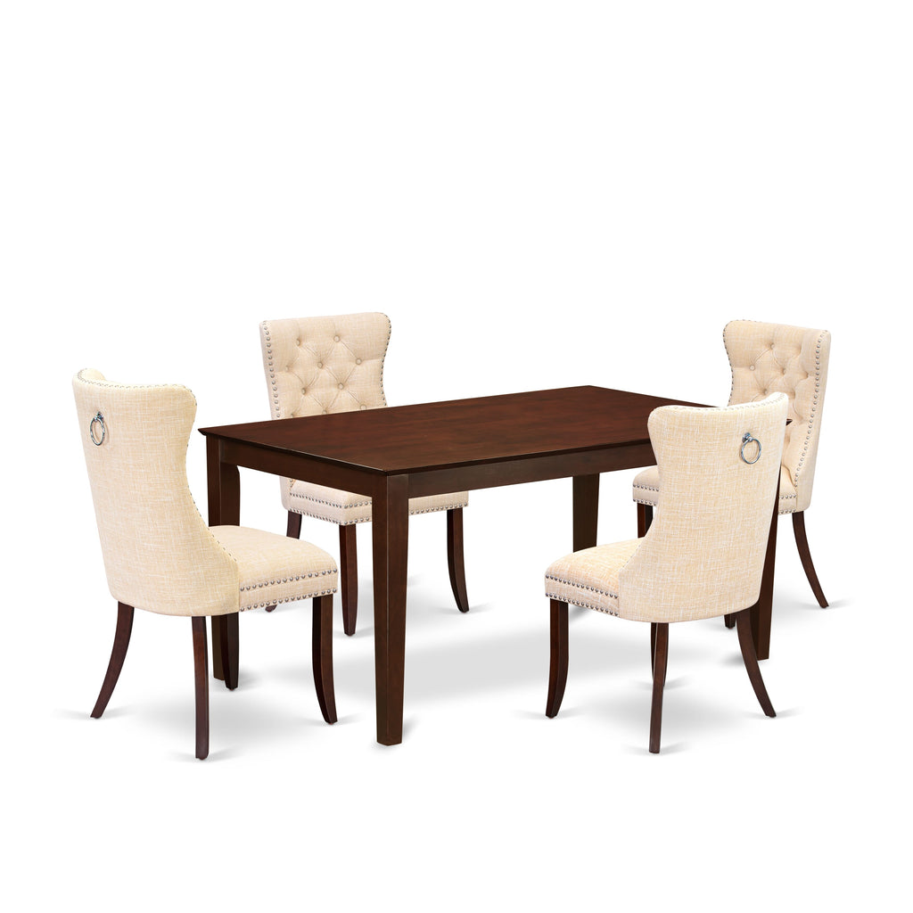 East West Furniture CADA5-MAH-32 5 Piece Kitchen Table & Chairs Set Consists of a Rectangle Modern Dining Table and 4 Padded Chairs, 36x60 Inch, Mahogany