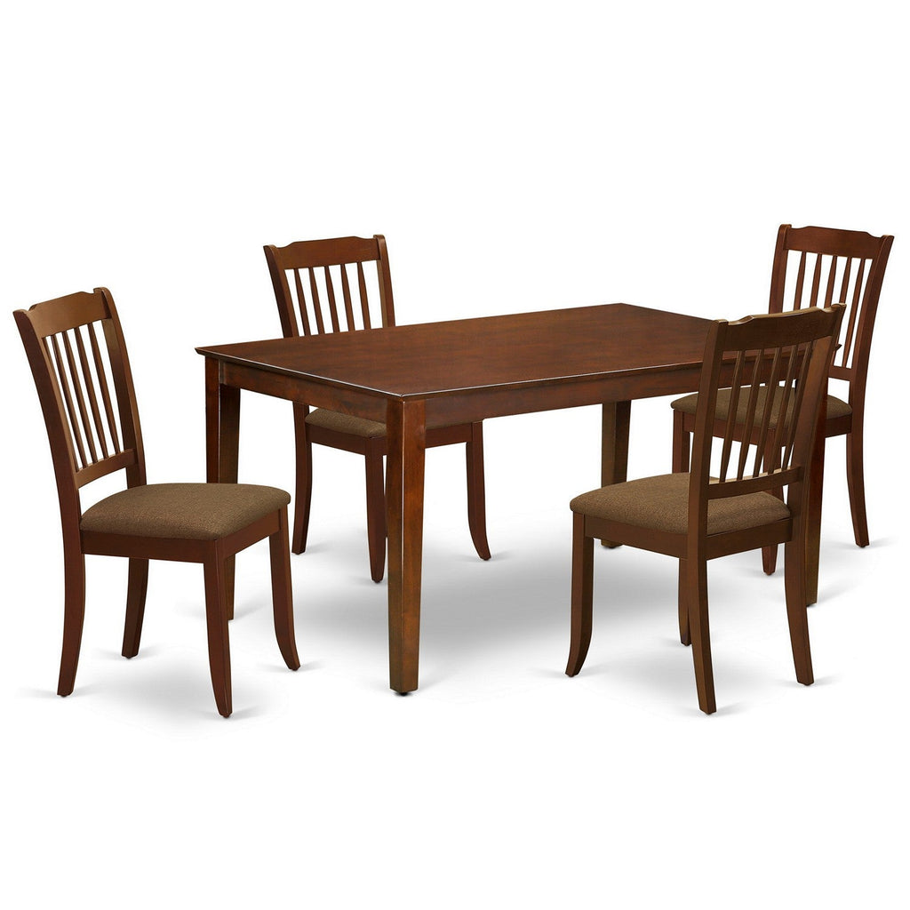 East West Furniture CADA5-MAH-C 5 Piece Dinette Set for 4 Includes a Rectangle Dining Room Table and 4 Linen Fabric Upholstered Dining Chairs, 36x60 Inch, Mahogany