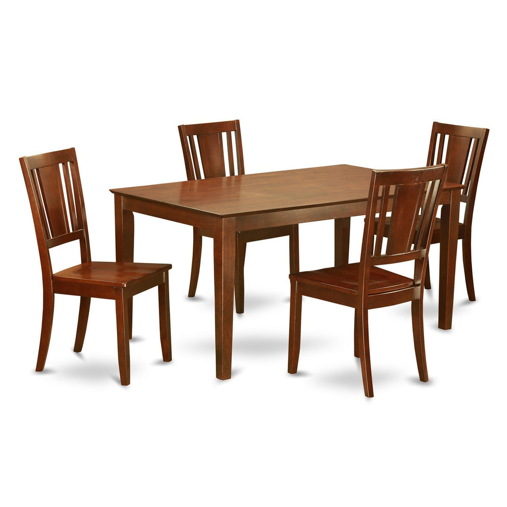 East West Furniture CADU5-MAH-W 5 Piece Modern Dining Table Set Includes a Rectangle Wooden Table and 4 Dining Room Chairs, 36x60 Inch, Mahogany