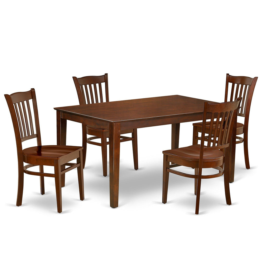 East West Furniture CAGR5-MAH-W 5 Piece Dinette Set for 4 Includes a Rectangle Dining Room Table and 4 Dining Chairs, 36x60 Inch, Mahogany
