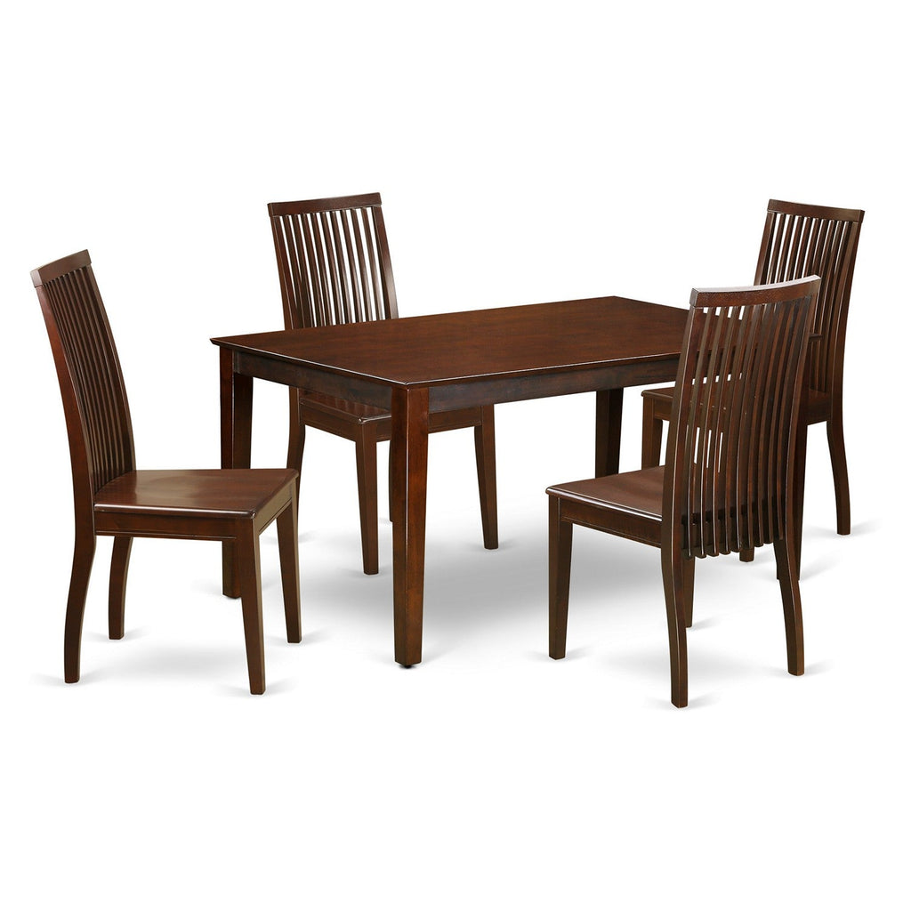 East West Furniture CAIP5-MAH-W 5 Piece Dining Room Table Set Includes a Rectangle Kitchen Table and 4 Dining Chairs, 36x60 Inch, Mahogany