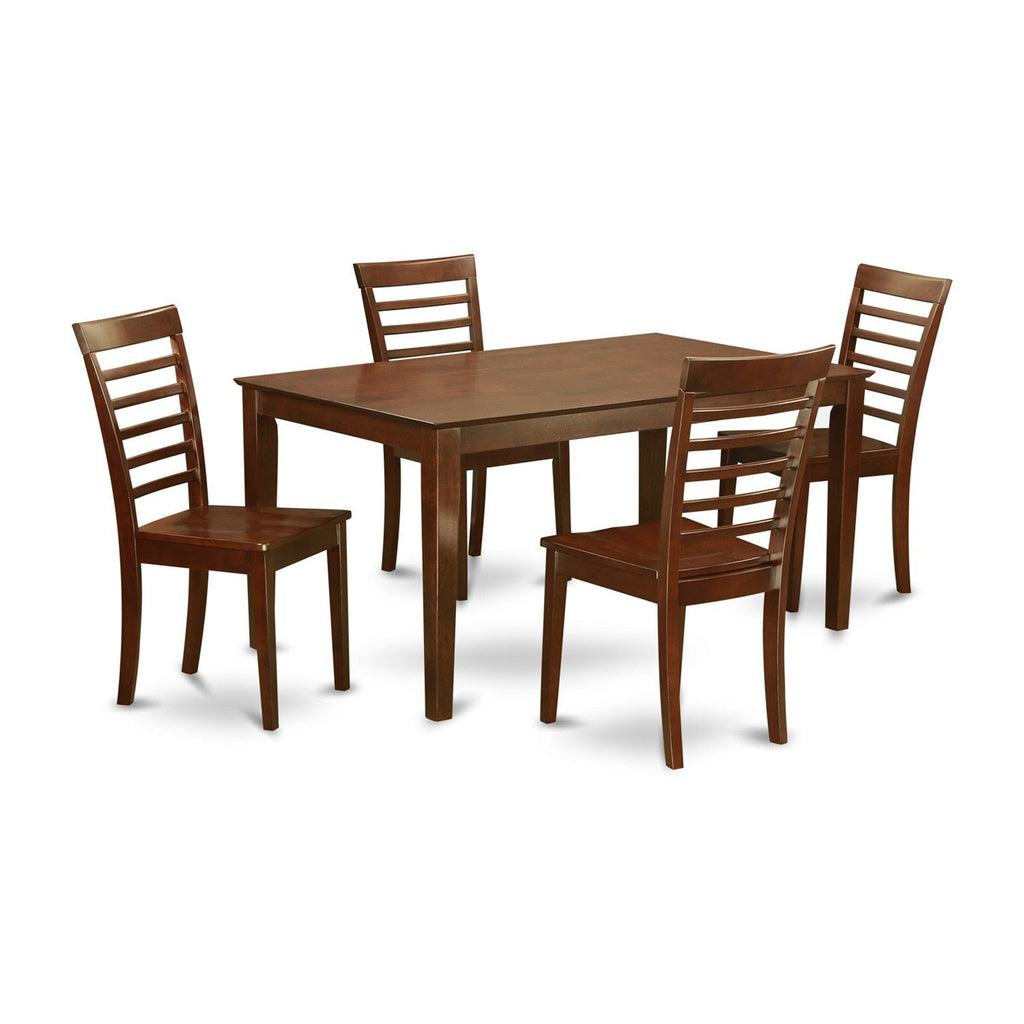 East West Furniture CAML5-MAH-W 5 Piece Kitchen Table Set for 4 Includes a Rectangle Dining Room Table and 4 Dining Chairs, 36x60 Inch, Mahogany