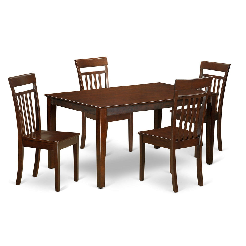 East West Furniture CAP5S-MAH-W 5 Piece Dinette Set for 4 Includes a Rectangle Dining Room Table and 4 Kitchen Dining Chairs, 36x60 Inch, Mahogany