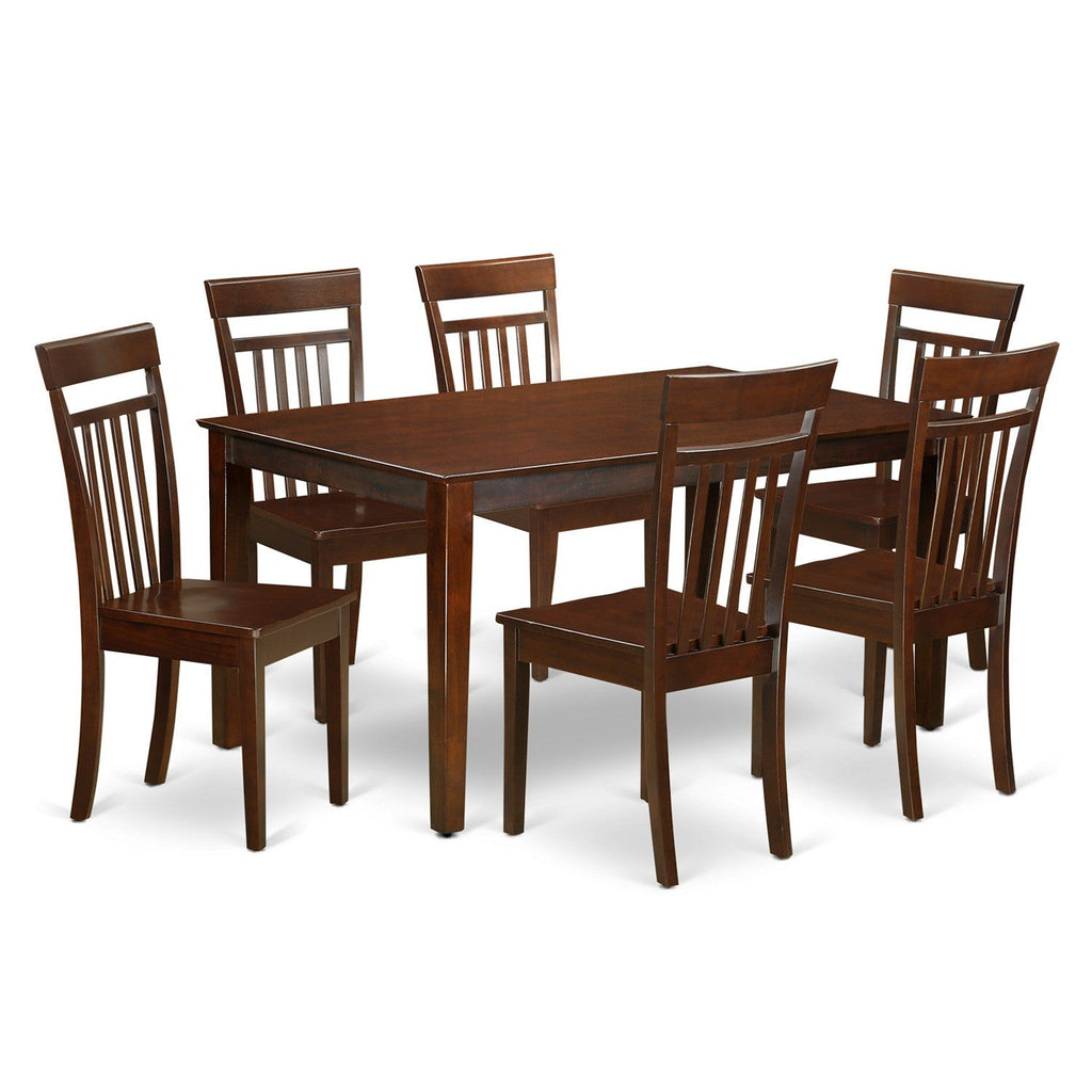 East West Furniture CAP7S-MAH-W 7 Piece Dining Room Furniture Set Consist of a Rectangle Kitchen Table and 6 Dining Chairs, 36x60 Inch, Mahogany