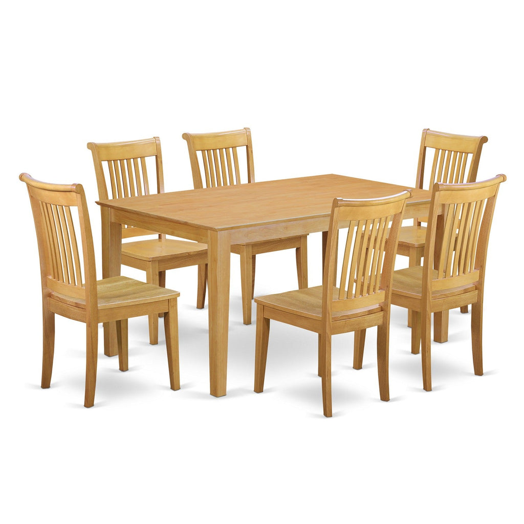 East West Furniture CAPO7-OAK-W 7 Piece Modern Dining Table Set Consist of a Rectangle Wooden Table and 6 Kitchen Dining Chairs, 36x60 Inch, Oak